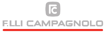 Logo F.LLI CAMPAGNOLO: testo e simbolo grigi sopra una linea rossa.