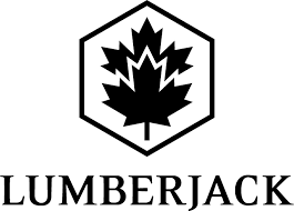 Logo raffigurante una foglia d'acero nera all'interno di un esagono con la scritta "LUMBERJACK" in basso.
