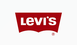 Logo Levi's rosso con testo bianco su sfondo bianco.