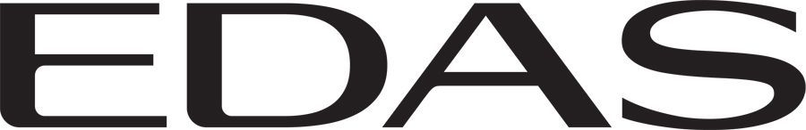 EDAS in nero, carattere sans-serif.
