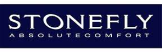 Logo di Stonefly, con le parole "STONEFLY" sopra e "ABSOLUTE COMFORT" sotto, su un rettangolo blu navy.