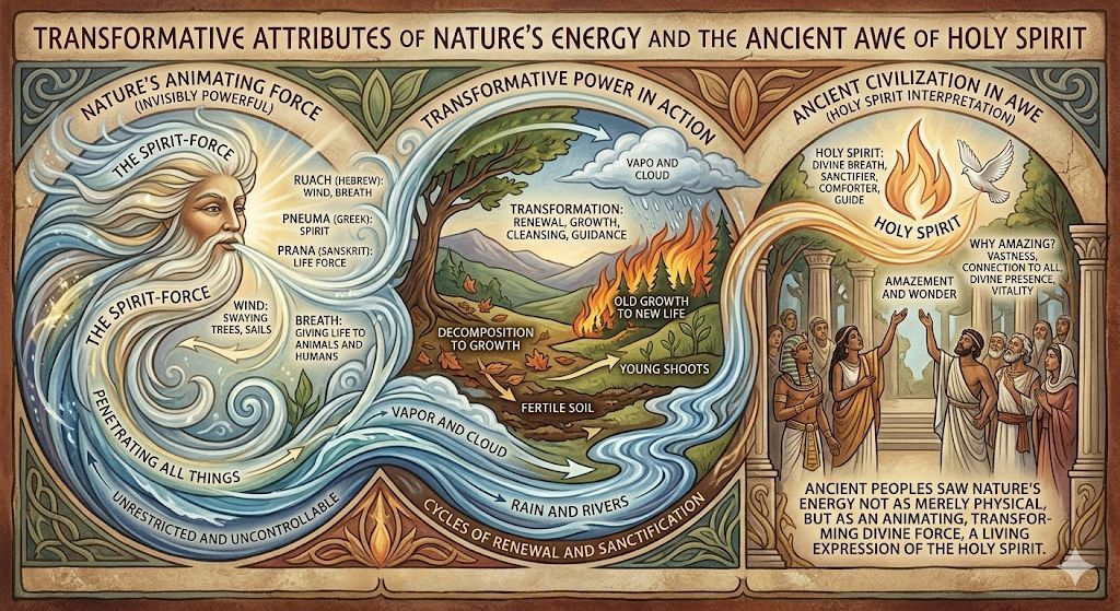 A triptych illustration titled