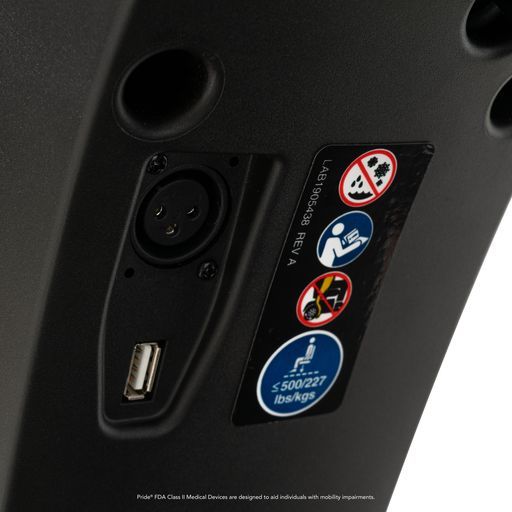 A close up of a speaker with a usb port