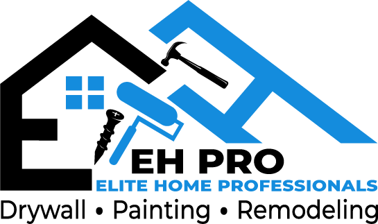 Logo for EH Pro with a house icon, tools, and text "Drywall, Painting, Remodeling."