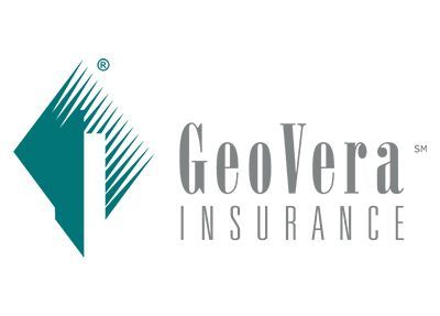 GeoVera Insurance logo: Teal diamond with rays, gray text.