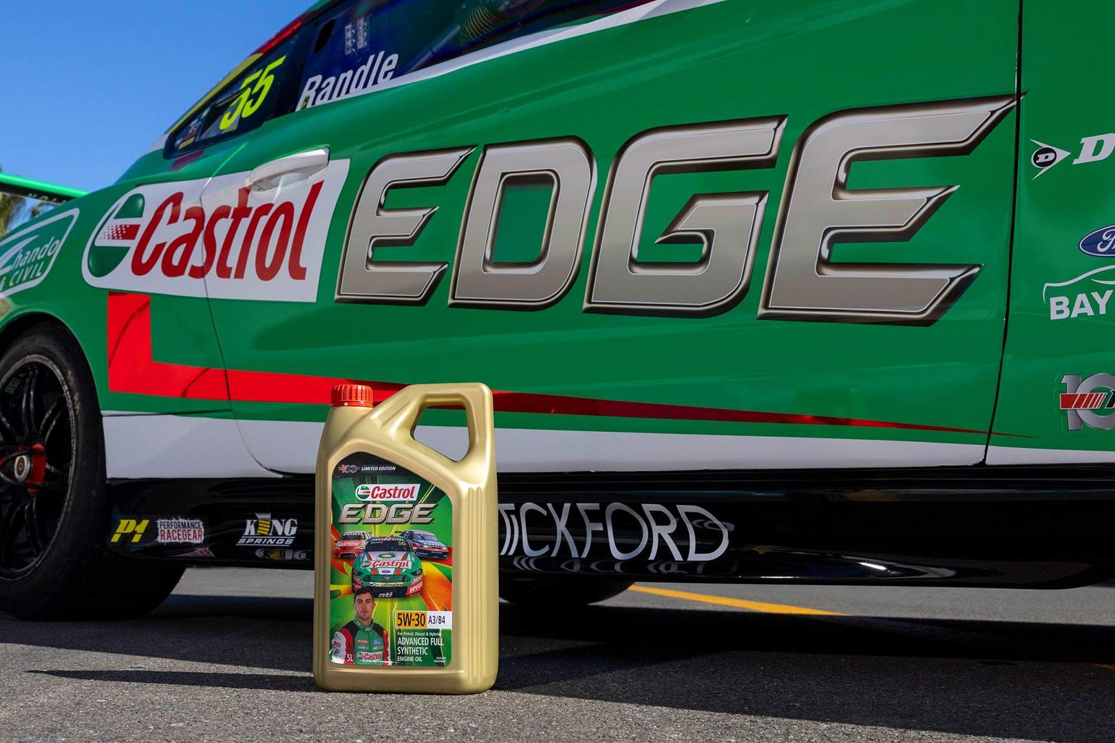A Green Racing Car with Castrol Edge Written on The Side — Wades Distributors In Darwin, NT