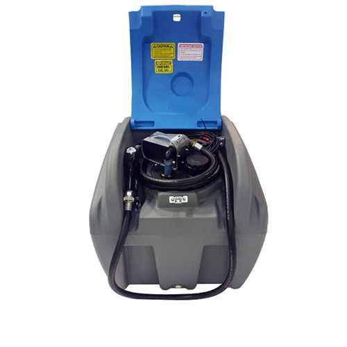 A Portable Fuel Tank with The Lid Open and A Hose Attached to It — Wades Distributors In Garbutt, QLD