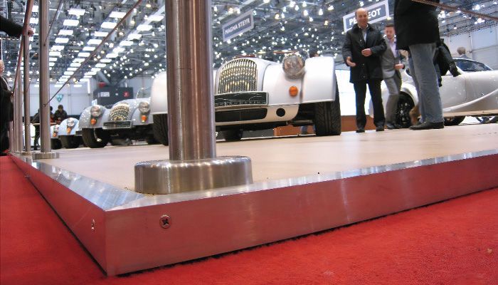 Metal edge trim on show display floors