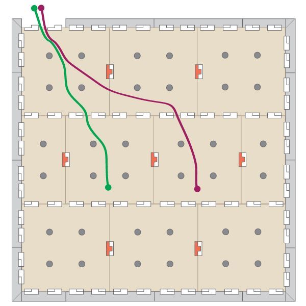 Running wires under exhibition flooring