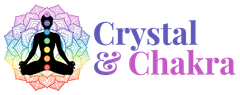 Silhouette of person in lotus pose with chakra colors, surrounded by a mandala. Text: Crystal & Chakra.