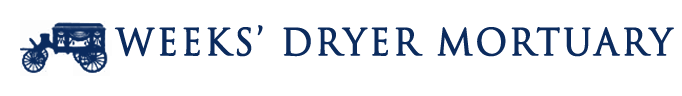 Weeks' Dryer Mortuary logo with blue funeral home icon and text on white background