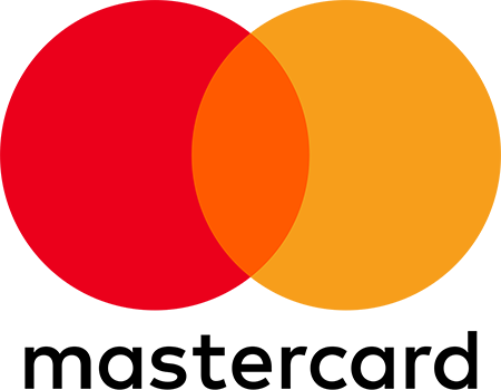 Mastercard logo: overlapping red and orange circles with the word
