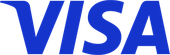 Visa logo in blue.