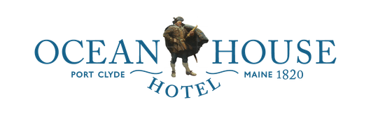 Ocean House Hotel logo with a brown sea turtle and blue text