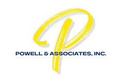 The logo for powell & associates , inc. is yellow and blue.