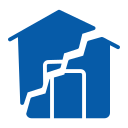 home icon with a crack down the middle