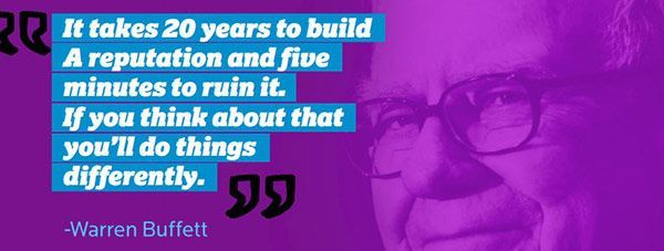 A quote from warren buffett is on a purple background