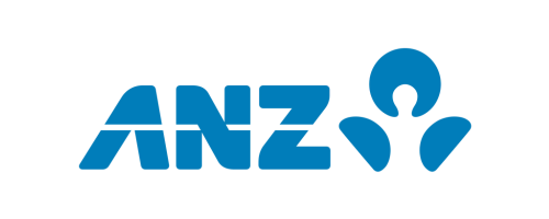 The anz logo is blue and white on a white background.