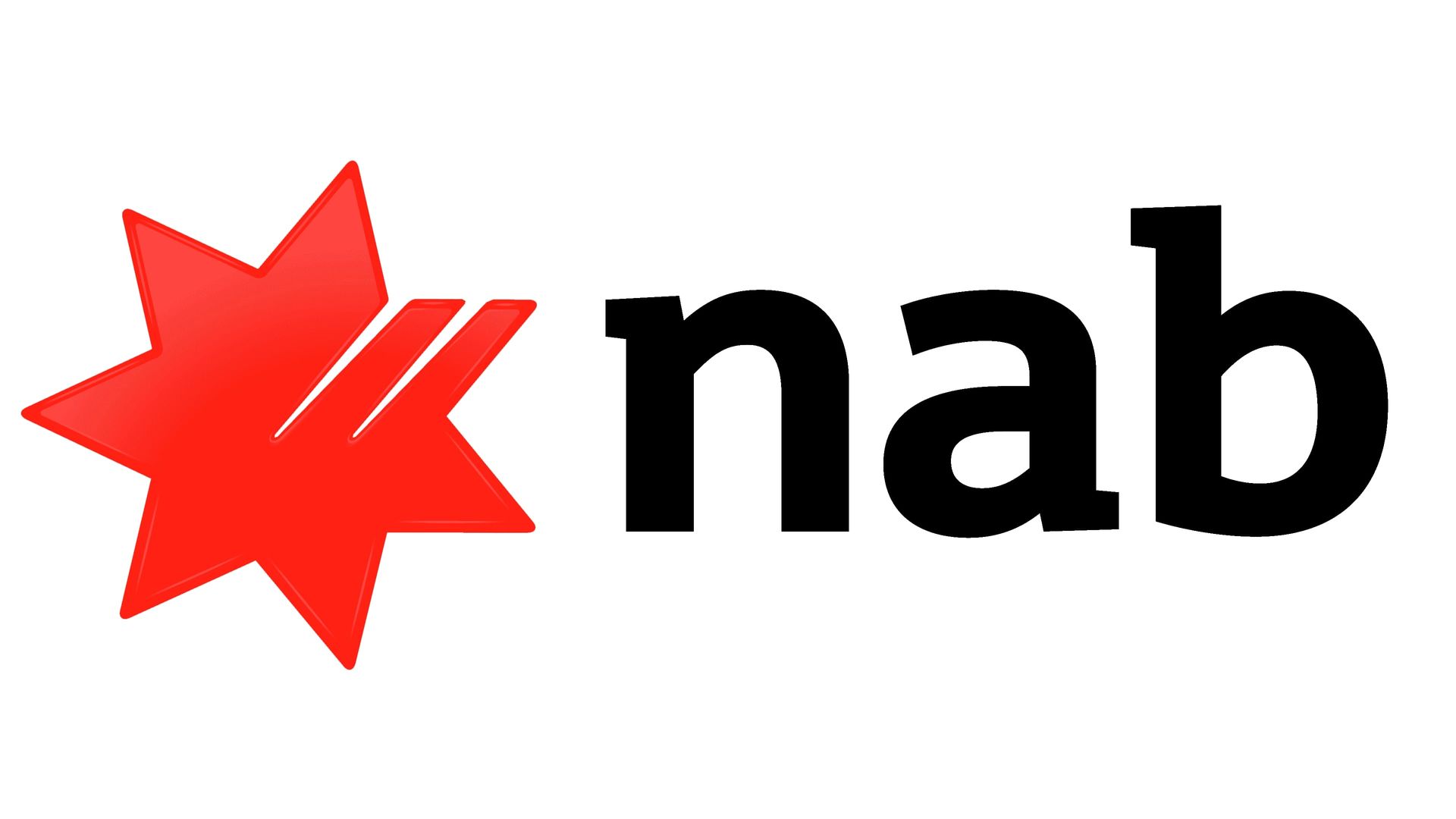 A nab logo with a red star on a white background