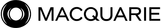A black and white logo for macquarie on a white background