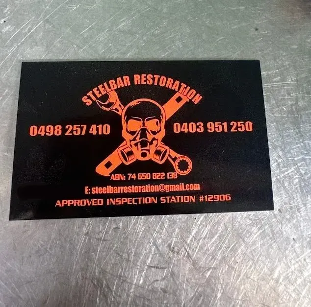 A Black And Orange Business Card For Steelbar Restoration — SteelBar Restoration In Yarraman, QLD