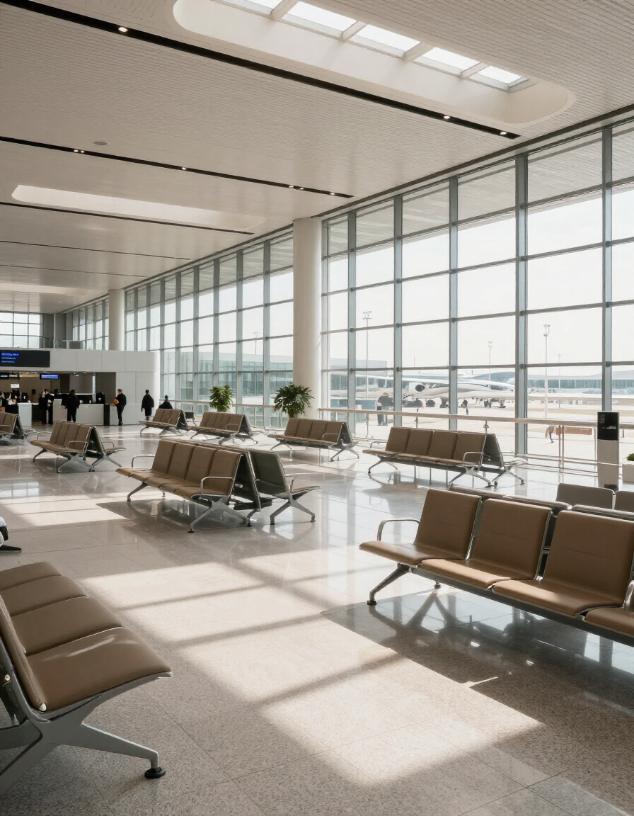 Sala partenze aeroporto luminosa