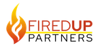 Fired Up Partners logo featuring a stylized flame icon with bold orange and black text.”
