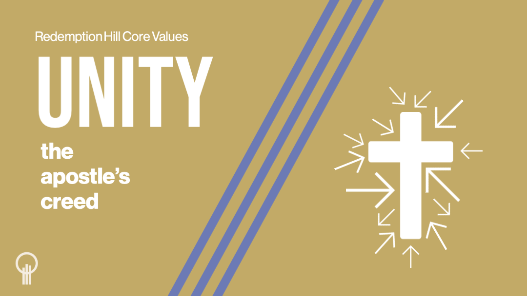 A poster that says unity the apostle 's creed
