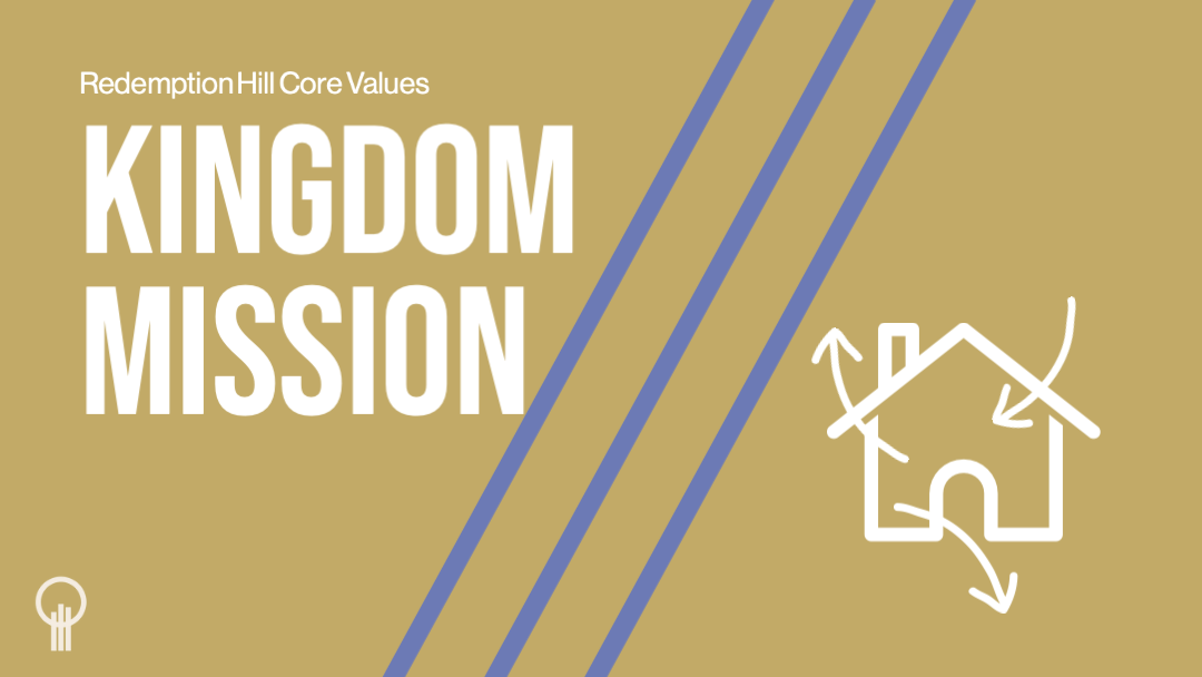 A poster for the kingdom mission with a house and arrows