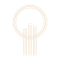 A skull with three lines in a circle on a white background.