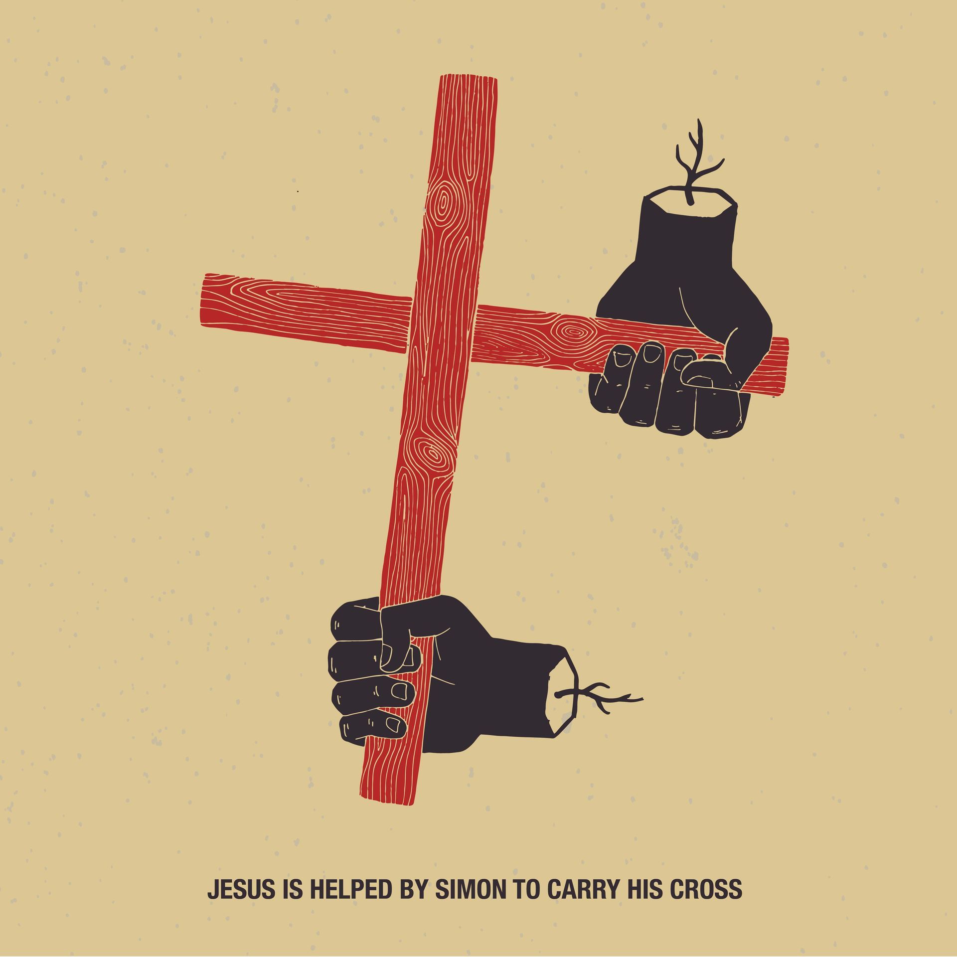 Jesus is helped by simon to carry his cross