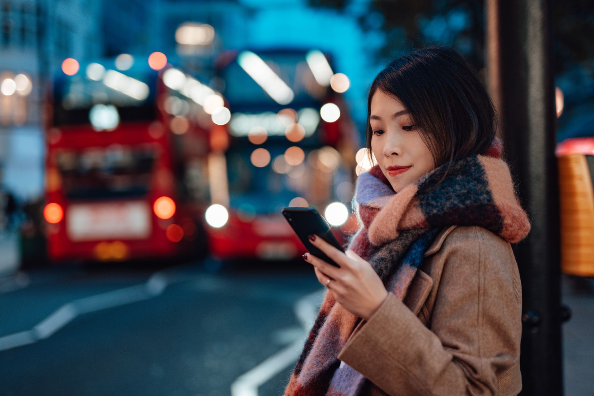 Female student waiting for a taxi