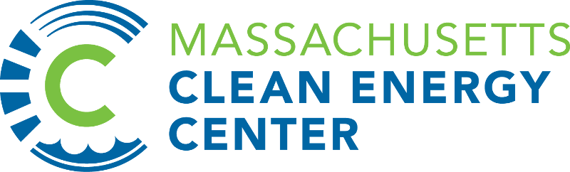 The massachusetts clean energy center logo is blue and green