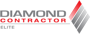 A diamond contractor elite logo with a red check mark