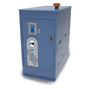 A blue box with the word mach on it