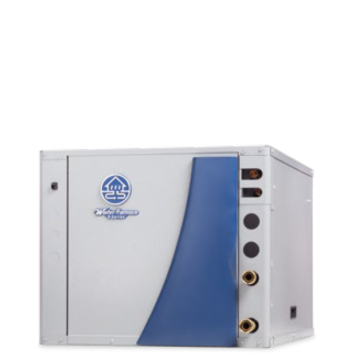 A white and blue box with a logo on it