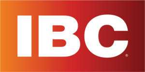 Ibc is written in white on a red background
