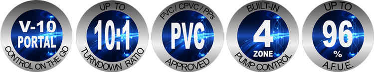 Four circles with the words v-10 portal 101 pvc 4 and 96 on them