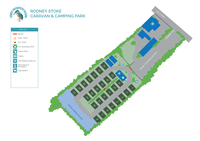 Rodney Stoke Caravan Park map