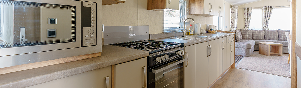 The inside of an accessible caravan in Somerset