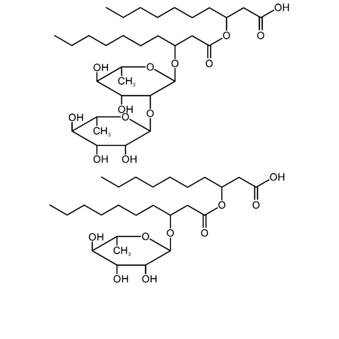 A black and white drawing of biosurfactant compounds