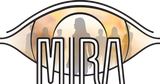 Een logo voor mira met een groep mensen erachter.