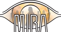 Een logo voor mira met een groep mensen erachter.