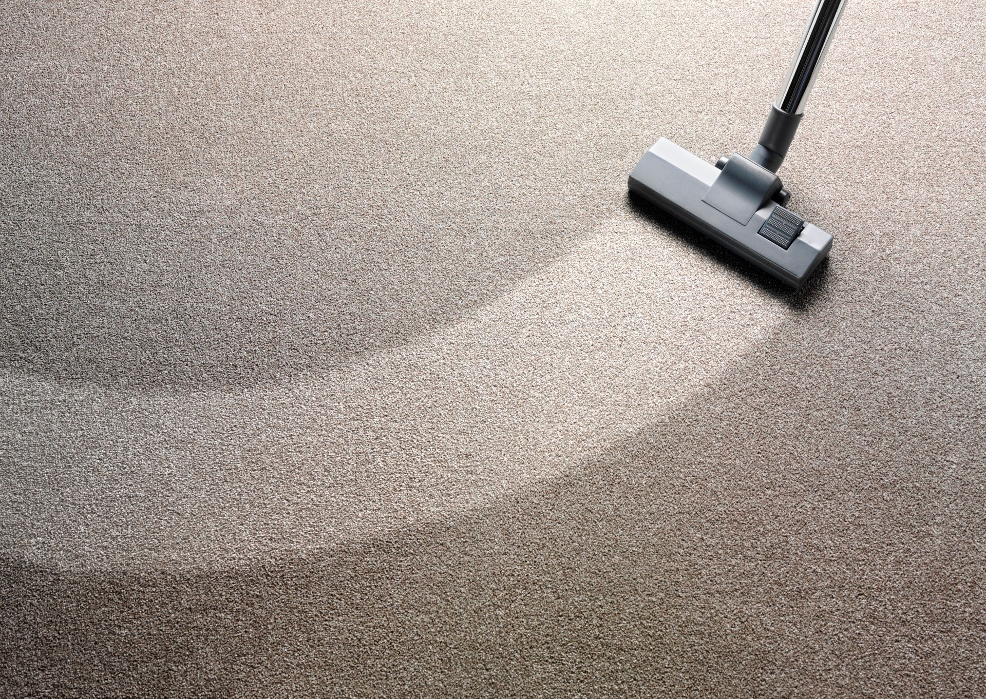Vacuum cleaner cleaning carpet, leaving a clean path.