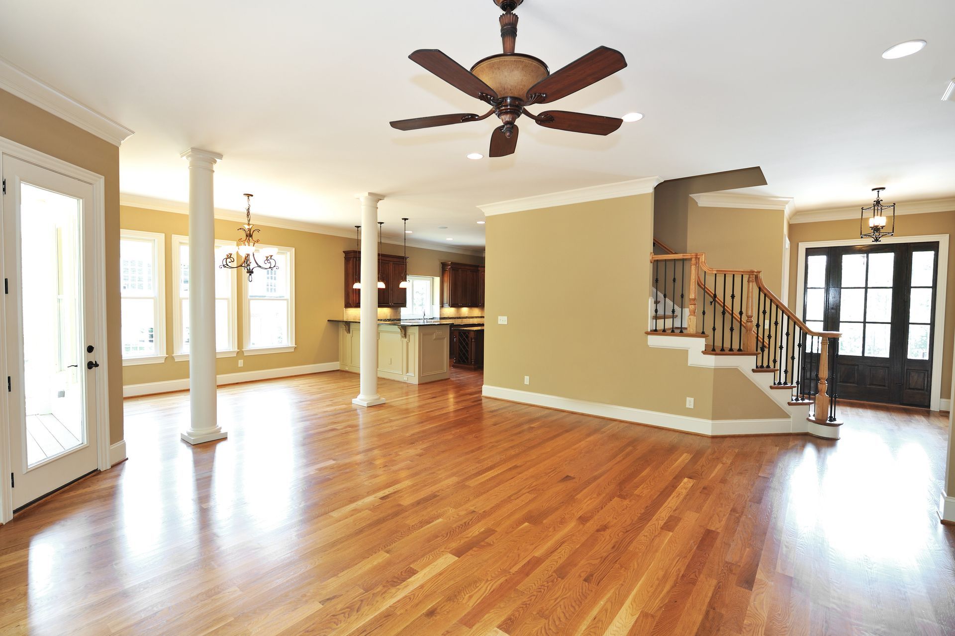 House with hardwood floors and a ceiling fan - Wivenhoe, TAS - Summers Floors Pty Ltd