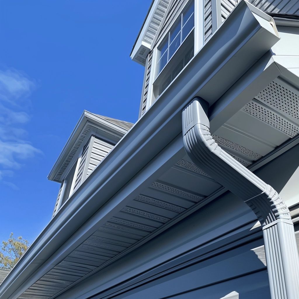 A house with a gutter on the side of it