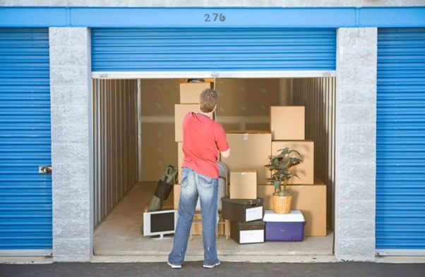 Man in storage unit.