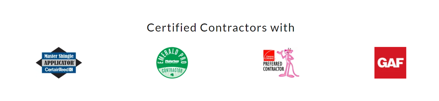 A picture of certified contractors with logos on a white background.