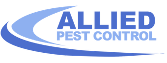 Allied Pest Control logo with blue swoosh and bold blue text on a white background