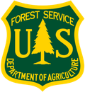 The logo for the forest service department of agriculture